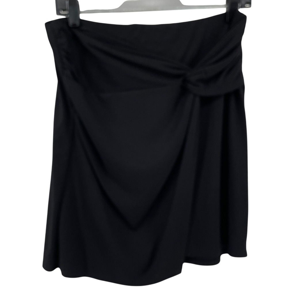 Halogen Mini Skirt Womens Small Black Front Knot Draped Stretch Jersey - Picture 2 of 7